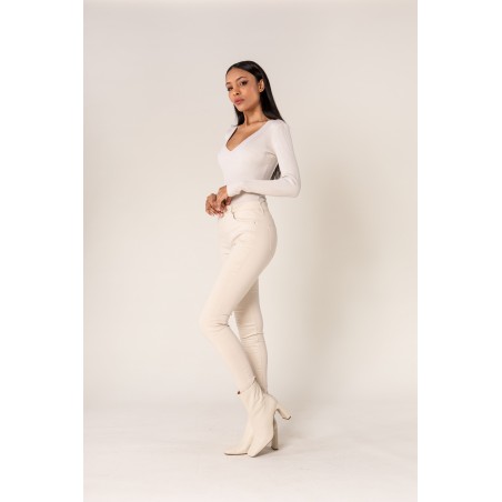 Pantalon stretch slim écru Nina Carter - Matière noble 29,90€