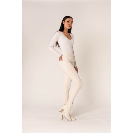 Pantalon stretch slim écru Nina Carter - Matière noble 29,90€