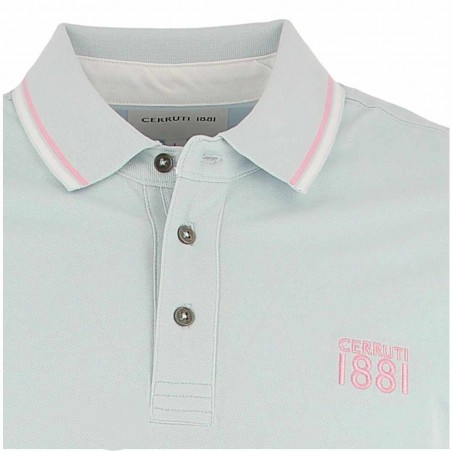 Polo homme CERRUTI 1881 bleu pastel fantaisie - Matiere-noble 26,90€
