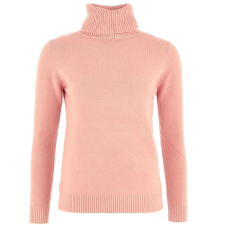 PULL FEMME COL ROULE ROSE PALE