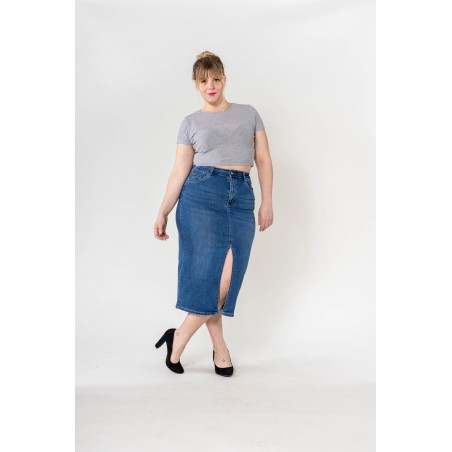 Jupe en jean mi-longue Nina Carter  - Matière noble 29,90€