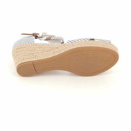 Sandales compensées TOMMY HILFIGER rayées bleu et blanc - Matière noble 64.90€