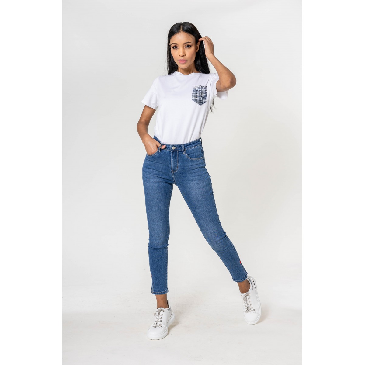 Jean cropped stretch Coeur 7/8 Nina Carter - Matière noble 29.90€