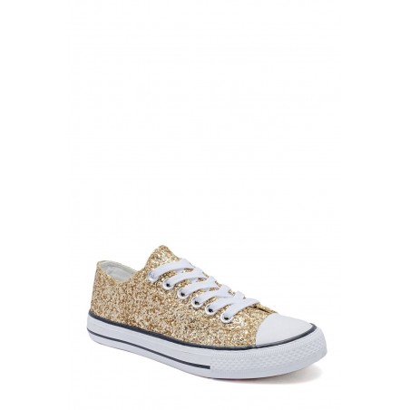 Baskets basses  paillettes dorées - Matière noble