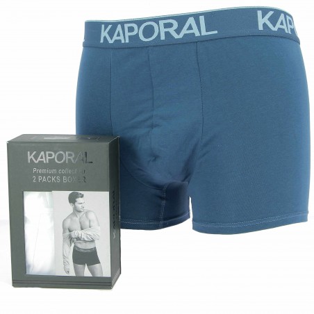 Pack de 2 boxers KAPORAL : blanc et bleu - Matiere-noble 12.90€