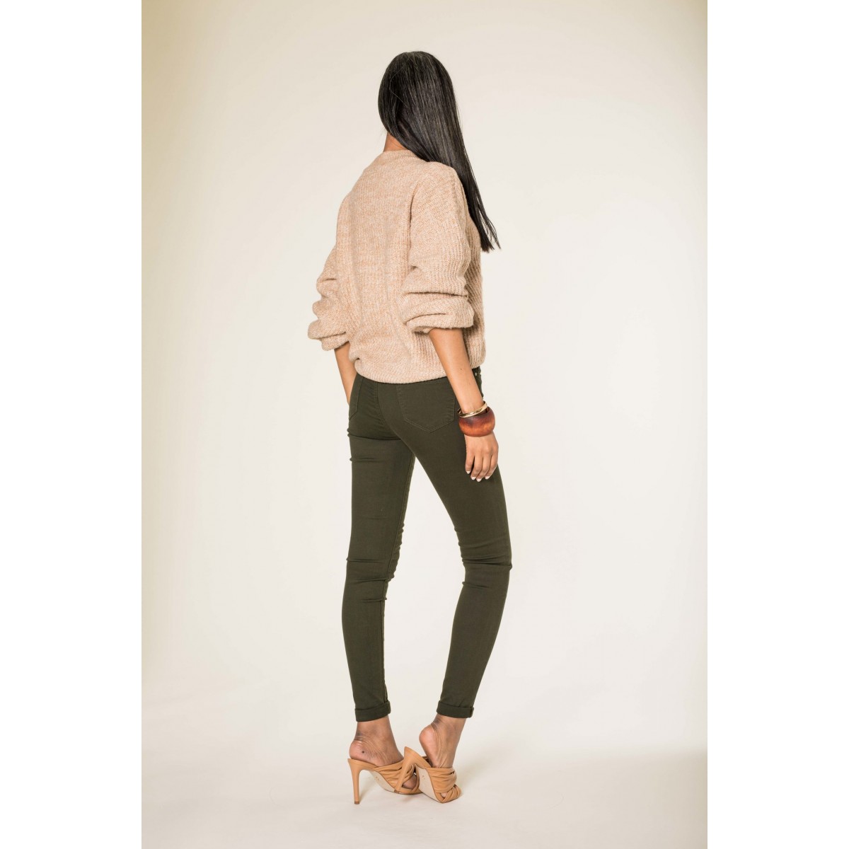 Pantalon stretch slim kaki Nina Carter - Matière noble 29,90€