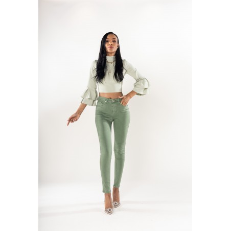 Pantalon stretch slim vert amande Nina Carter - Matière noble 29,90€