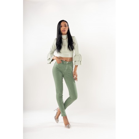 Pantalon stretch slim vert amande Nina Carter - Matière noble 29,90€