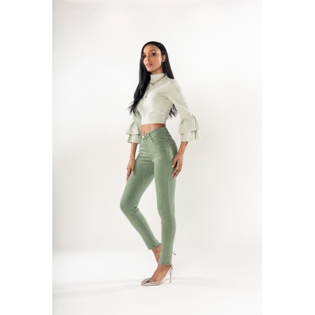 Pantalon stretch slim vert amande Nina Carter - Matière noble 29,90€