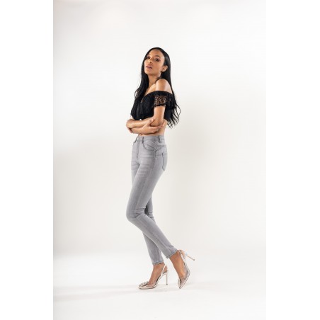 Pantalon stretch Push up gris Nina Carter - Matière noble 29,90€