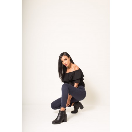 Pantalon slim stretch marine femme - Matière noble 29,90€