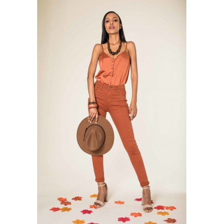 Pantalon stretch slim rouille Nina Carter - Matière noble 29,90€