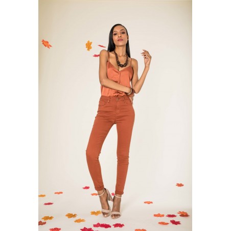 Pantalon stretch slim rouille Nina Carter - Matière noble 29,90€
