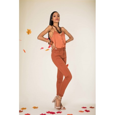 Pantalon stretch slim rouille Nina Carter - Matière noble 29,90€