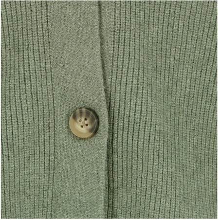 Cardigan femme Côme, coloris kaki. Col V, boutonné Matière noble