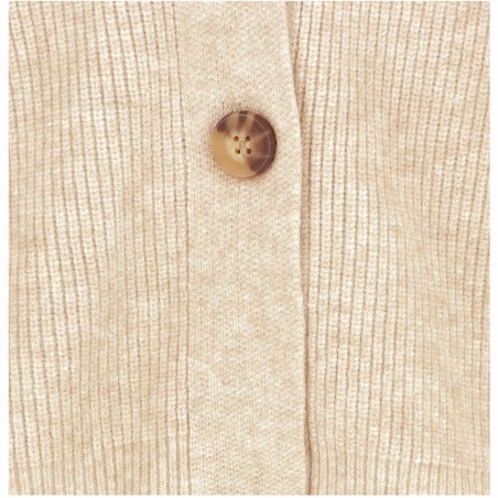 Cardigan femme, modèle Vérone, Beige. Col V, boutonné Matière noble