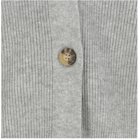 Cardigan femme, modèle Milan, gris. Col V, boutonné Matière noble