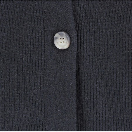 Cardigan femme, modèle Florence, noir. Col V, boutonné Matière noble