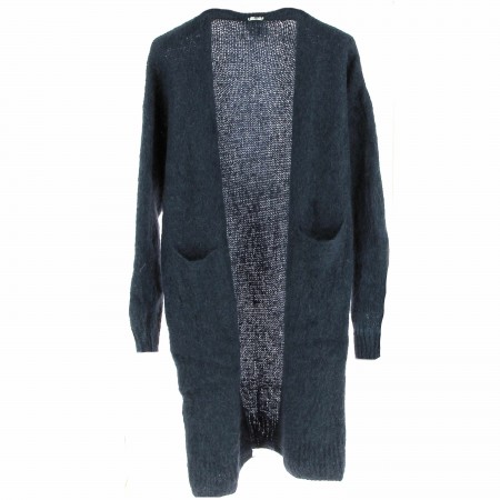 GILET LONG MOHAIR MARINE