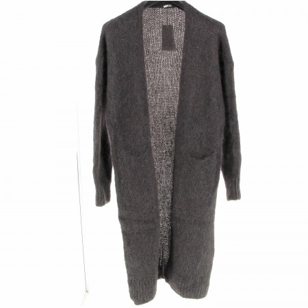 GILET LONG MOHAIR CHOCOLAT