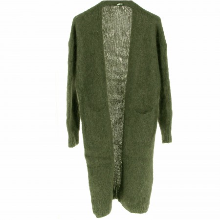 GILET LONG MOHAIR KAKI