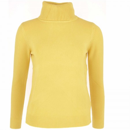 PULL FEMME COL ROULE JAUNE