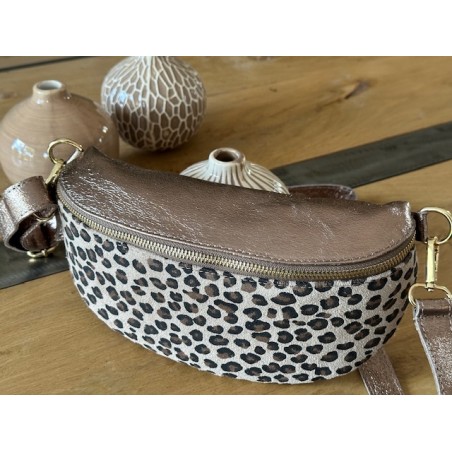 Banane, motif Léopard en croûte de cuir, divers coloris - Matière noble