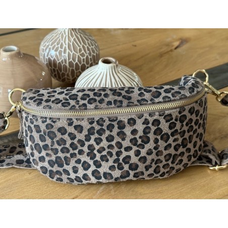 Banane, motif Léopard en croûte de cuir, divers coloris - Matière noble