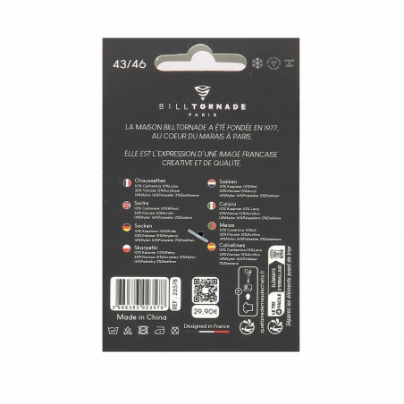 Chaussettes homme Bill Tornade 10% cachemire - Matière noble