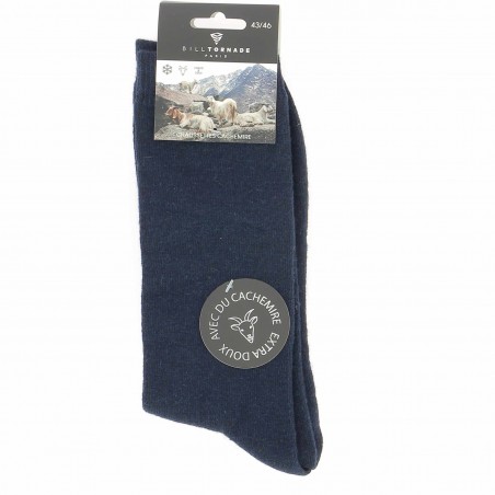 Chaussettes homme Bill Tornade marine  cachemire et laine  - Matière noble