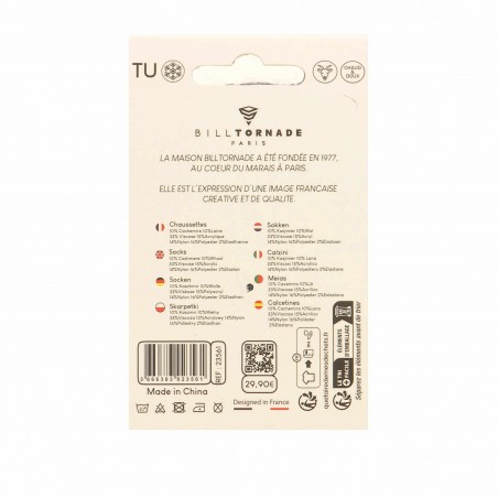 Chaussettes Bill Tornade femme,  motif Jacquard noir - Matière noble