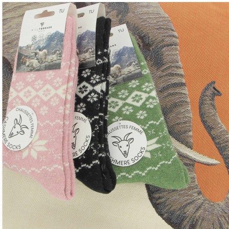 Chaussettes Bill Tornade femme,  motif Jacquard noir - Matière noble