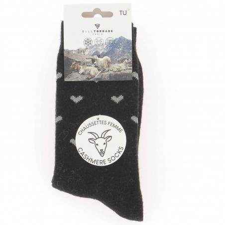 Chaussettes Bill Tornade femme, motifs petits coeurs  - Matière noble