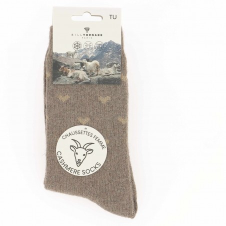 Chaussettes Bill Tornade femme, motifs petits coeurs  - Matière noble