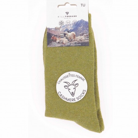Bill Tornade Chaussettes femme, coloris kaki  - Matière noble