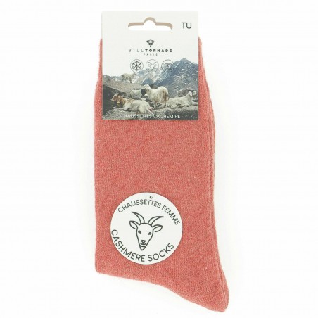 Bill Tornade Chaussettes femme orange 10% cachemire - Matière noble