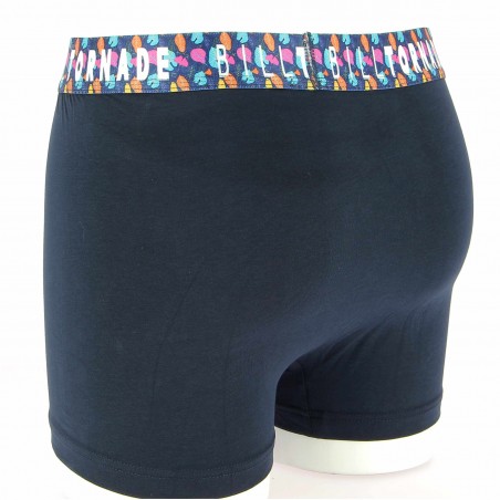 Boxer homme BILLTORNADE marine, ceinture colorée - Matière noble