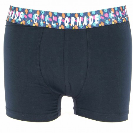 Boxer homme BILLTORNADE marine, ceinture colorée - Matière noble