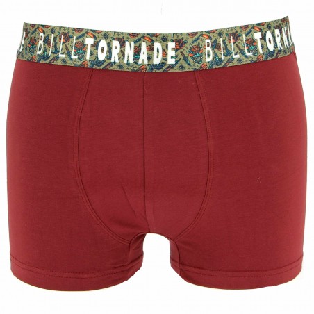 Boxer BILLTORNADE bordeaux, ceinture colorée - Matière noble