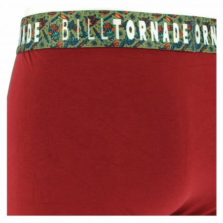 Boxer BILLTORNADE bordeaux, ceinture colorée - Matière noble