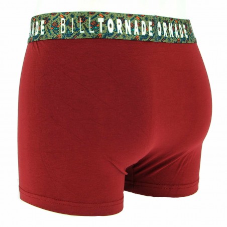 Boxer BILLTORNADE bordeaux, ceinture colorée - Matière noble