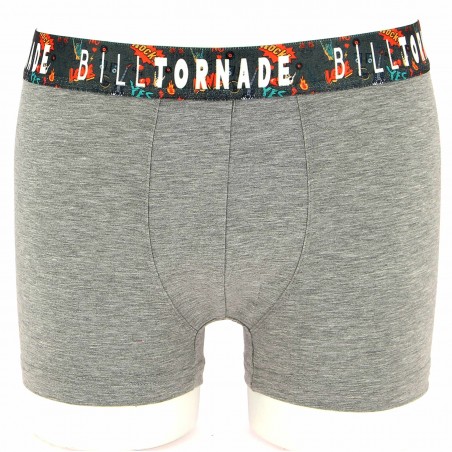 Boxer BILLTORNADE gris, élastique coloré - Matière noble