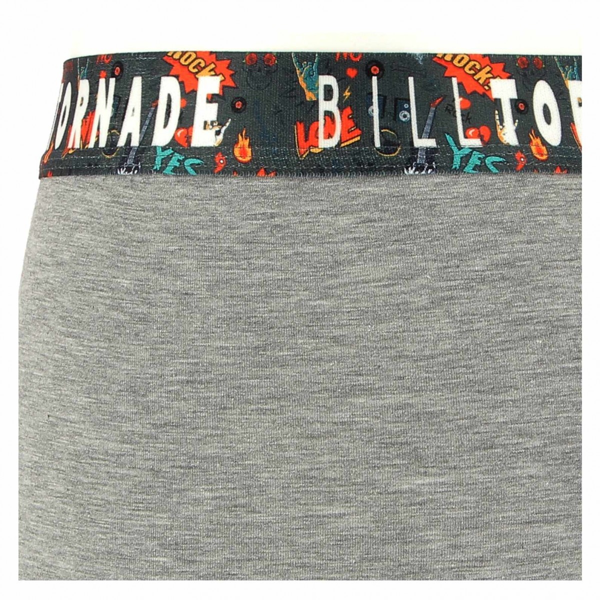 Boxer BILLTORNADE gris, élastique coloré - Matière noble