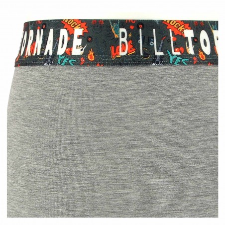 Boxer BILLTORNADE gris, élastique coloré - Matière noble