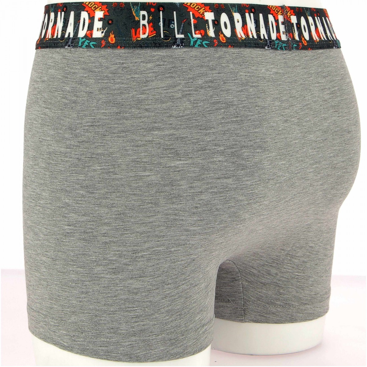 Boxer BILLTORNADE gris, élastique coloré - Matière noble