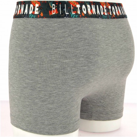 Boxer BILLTORNADE gris, élastique coloré - Matière noble