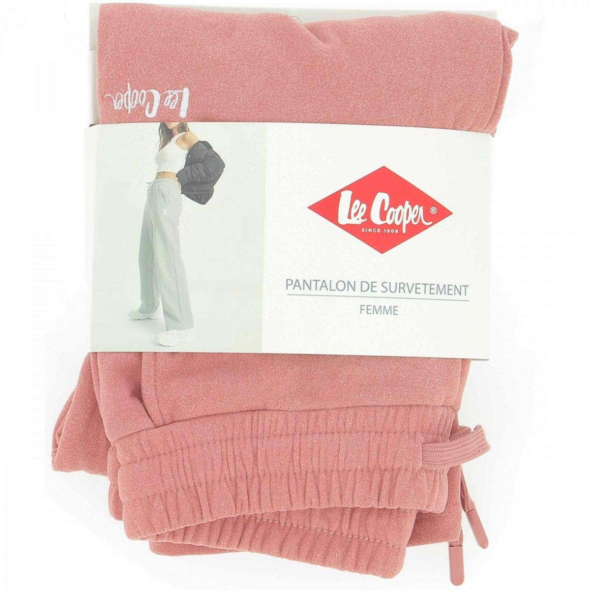Bas de  jogging femme rose uni large LEE COOPER  - Matière noble 19,90€