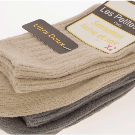 Lot 2 paires chaussettes LES PETITES, beige-gris - Matiere noble 8.90€