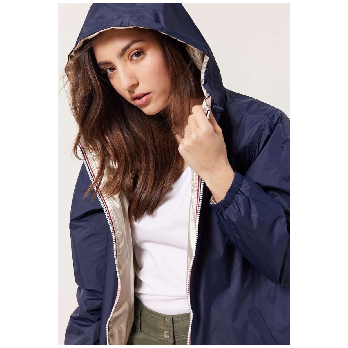 Parka légère réversible femme marine/or - Matière noble