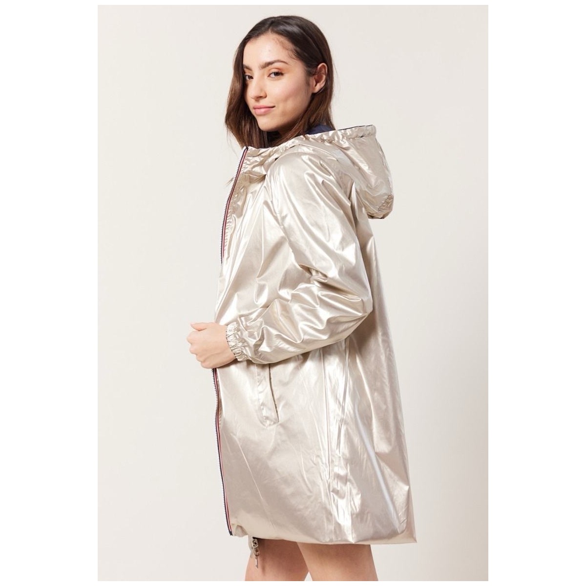 Parka légère réversible femme marine/or - Matière noble